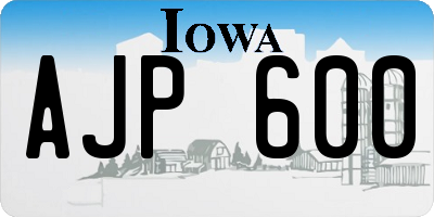 IA license plate AJP600