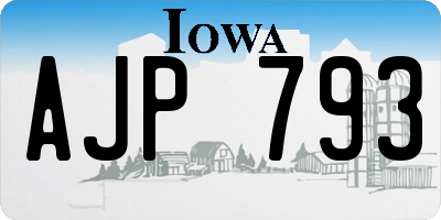IA license plate AJP793