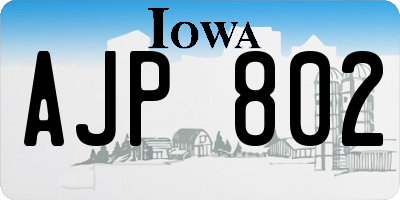 IA license plate AJP802