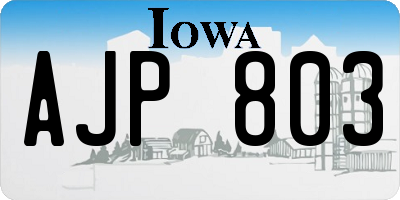 IA license plate AJP803