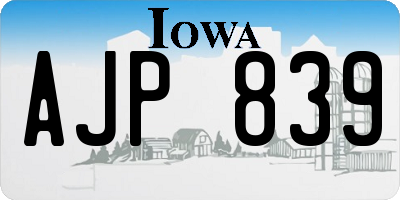 IA license plate AJP839