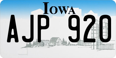 IA license plate AJP920