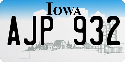 IA license plate AJP932