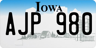 IA license plate AJP980