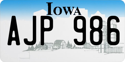 IA license plate AJP986