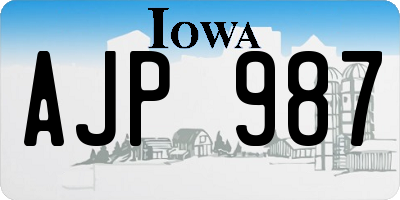 IA license plate AJP987
