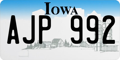 IA license plate AJP992