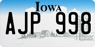 IA license plate AJP998
