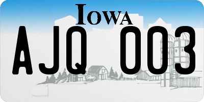 IA license plate AJQ003