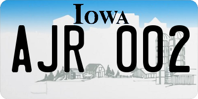 IA license plate AJR002