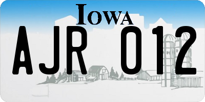 IA license plate AJR012