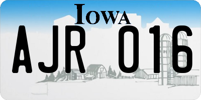 IA license plate AJR016