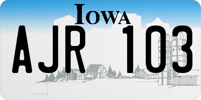 IA license plate AJR103