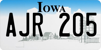 IA license plate AJR205