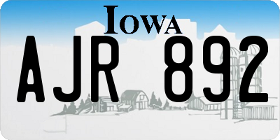 IA license plate AJR892