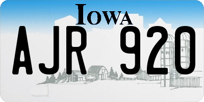 IA license plate AJR920