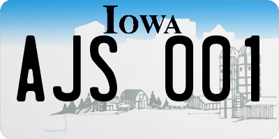 IA license plate AJS001