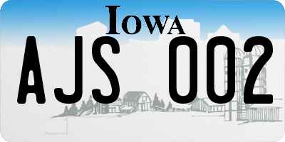 IA license plate AJS002