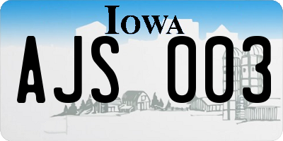 IA license plate AJS003