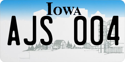 IA license plate AJS004