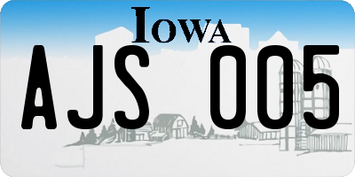IA license plate AJS005