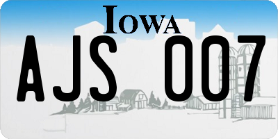 IA license plate AJS007