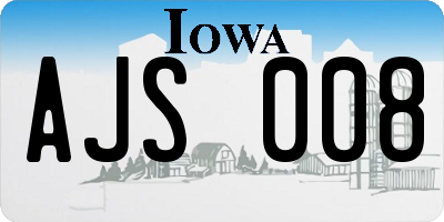 IA license plate AJS008