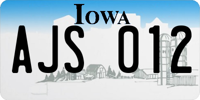 IA license plate AJS012