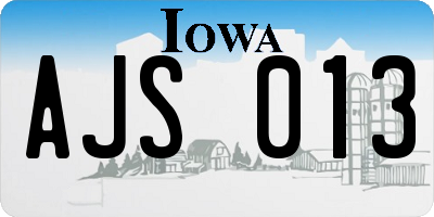 IA license plate AJS013