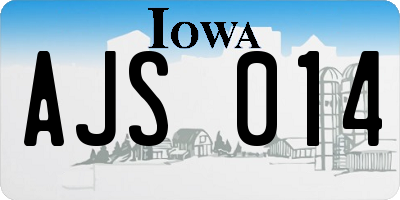 IA license plate AJS014