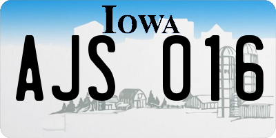 IA license plate AJS016