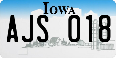 IA license plate AJS018