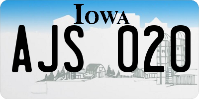 IA license plate AJS020