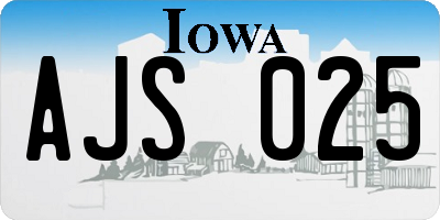 IA license plate AJS025