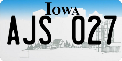 IA license plate AJS027
