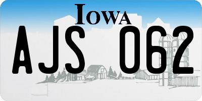 IA license plate AJS062