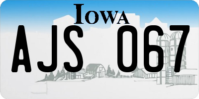 IA license plate AJS067