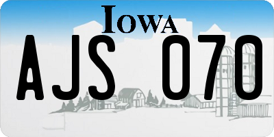 IA license plate AJS070