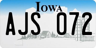 IA license plate AJS072