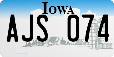 IA license plate AJS074