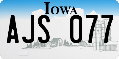IA license plate AJS077