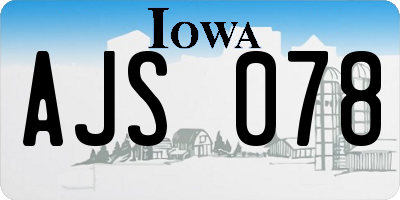 IA license plate AJS078