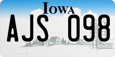IA license plate AJS098