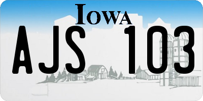IA license plate AJS103