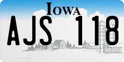 IA license plate AJS118