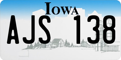 IA license plate AJS138
