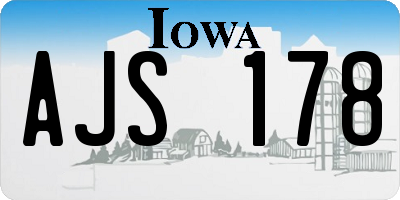 IA license plate AJS178