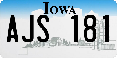 IA license plate AJS181