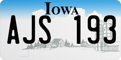 IA license plate AJS193