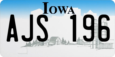 IA license plate AJS196